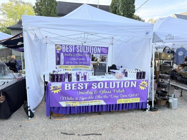 Best Solution tent at a flea market