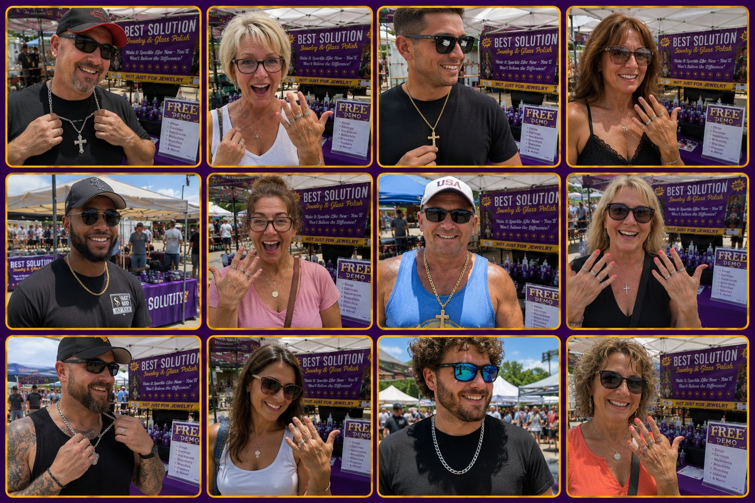 Delighted Best Solution customers showing off their sparkling rings at a show