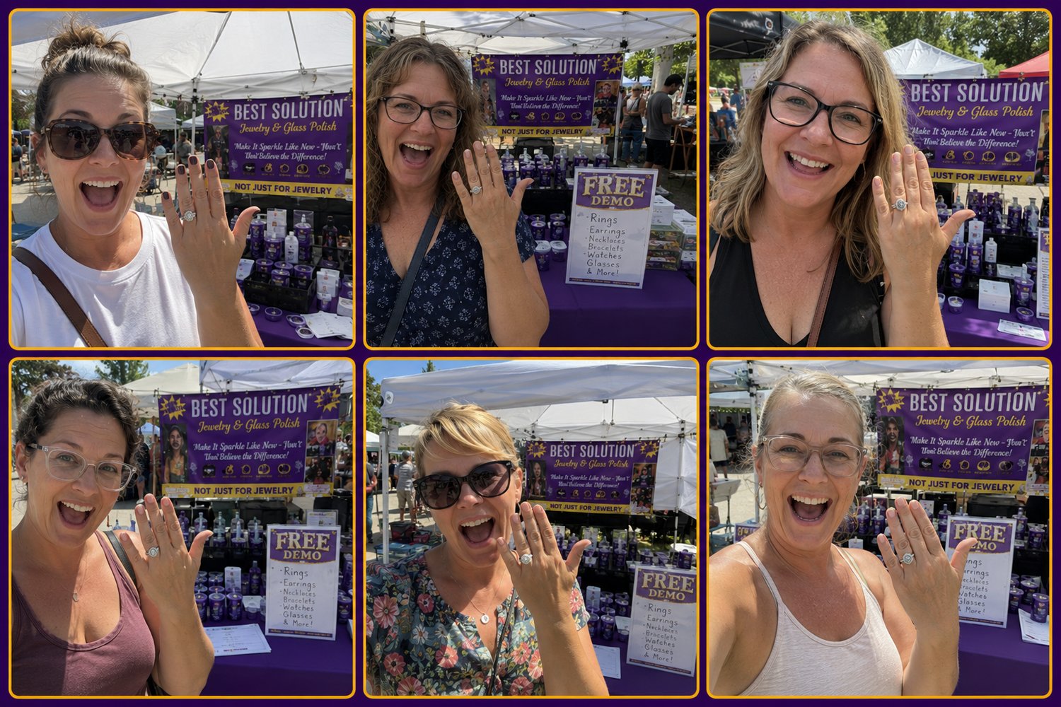 Excited Best Solution customers holding up their polished jewelry