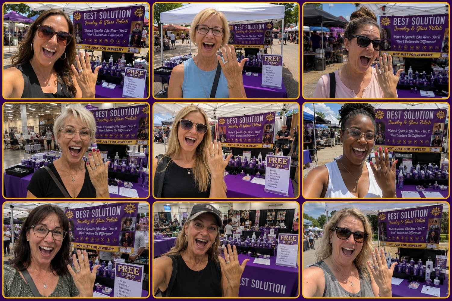 Even more smiling Best Solution customers with their sparkling jewelry at a market